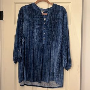 Women’s 3X Shirt denim print very soft silky